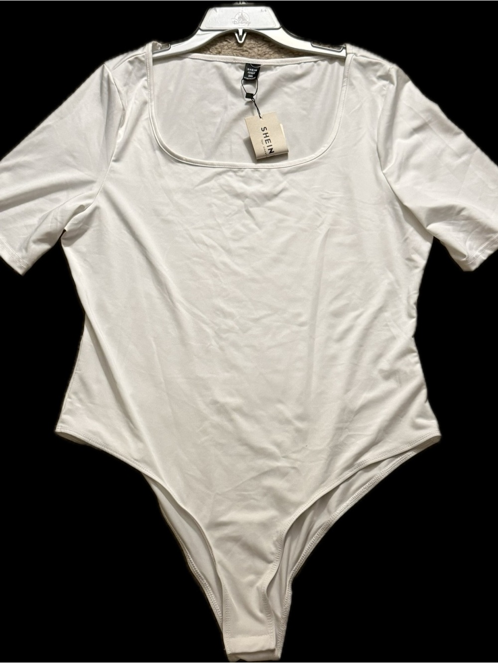 SHEIN White Square Neck Short Sleeve Bodysuit - Picture 3 of 4